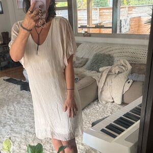 Stylish Cream V-Neck Dress